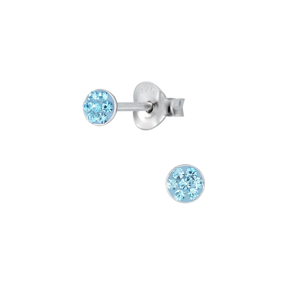 Silver Cystal Round Stud Earrings