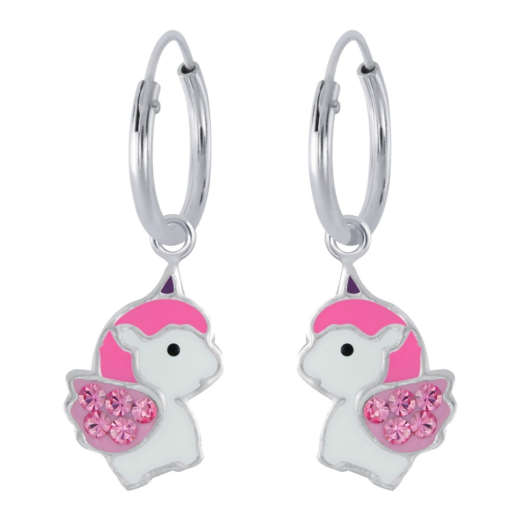 Créoles breloque licorne en argent