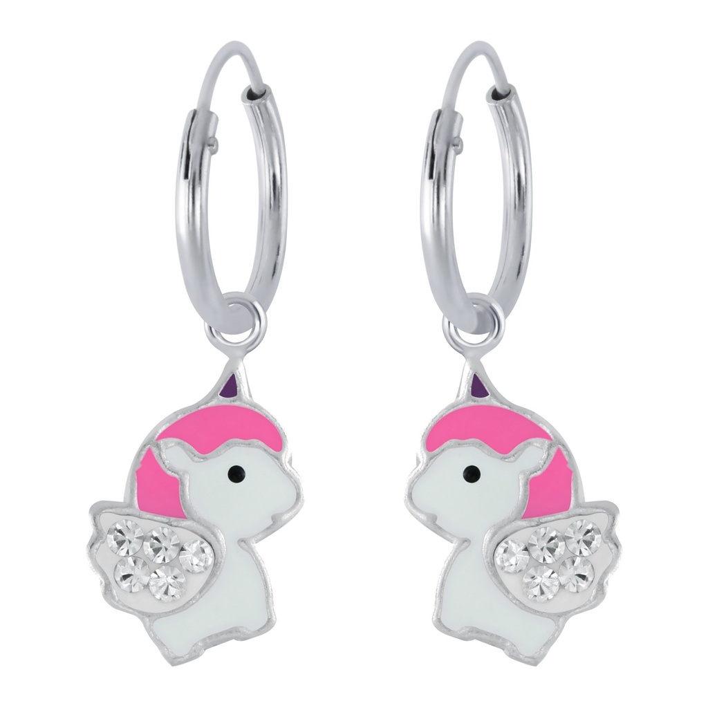 Créoles breloque licorne en argent