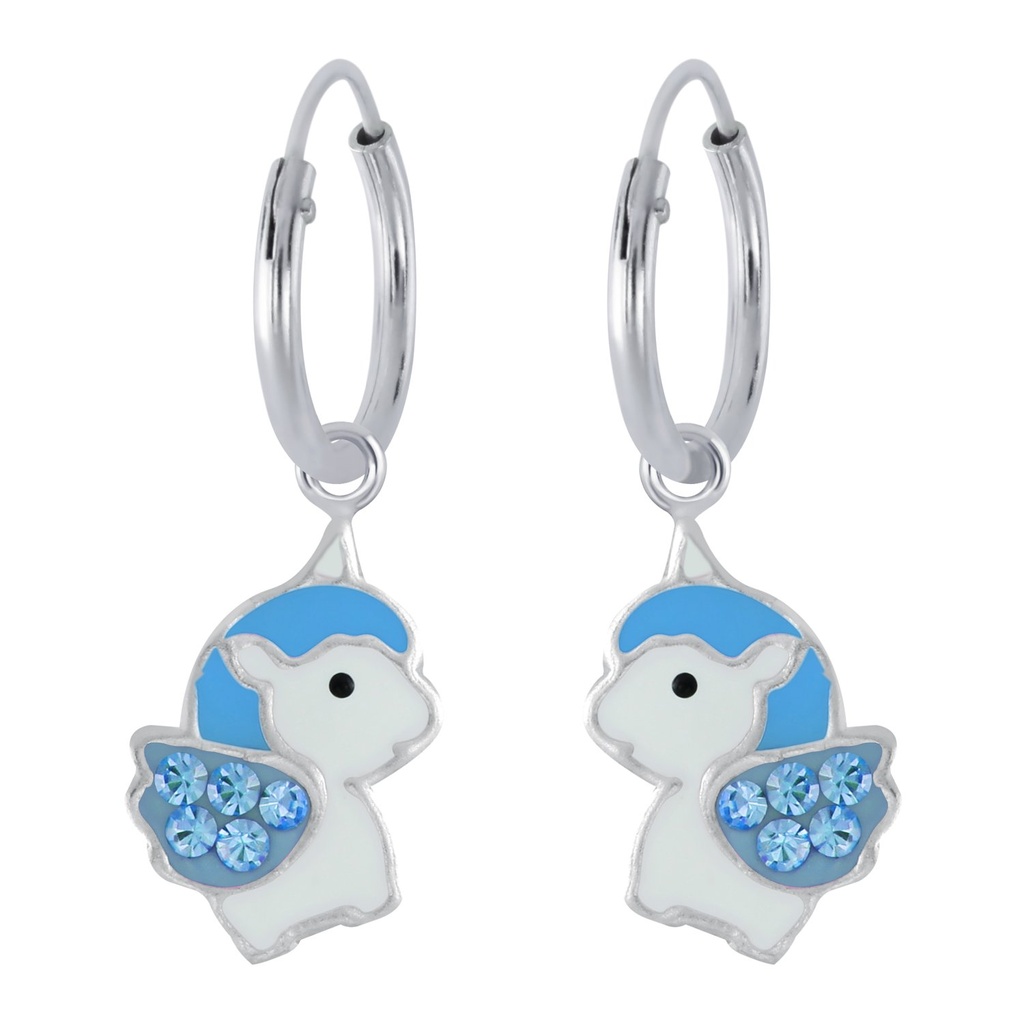 Créoles breloque licorne en argent
