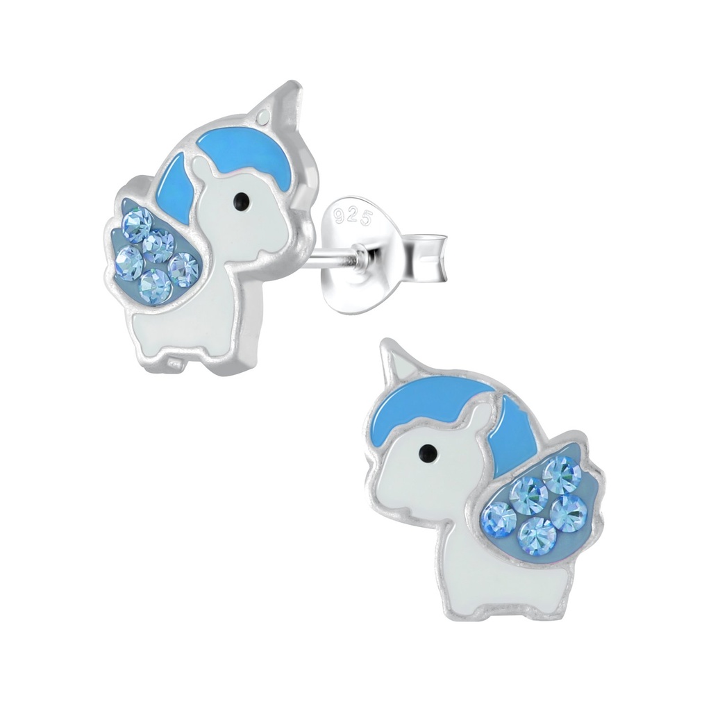 Silver Unicorn Stud Earrings