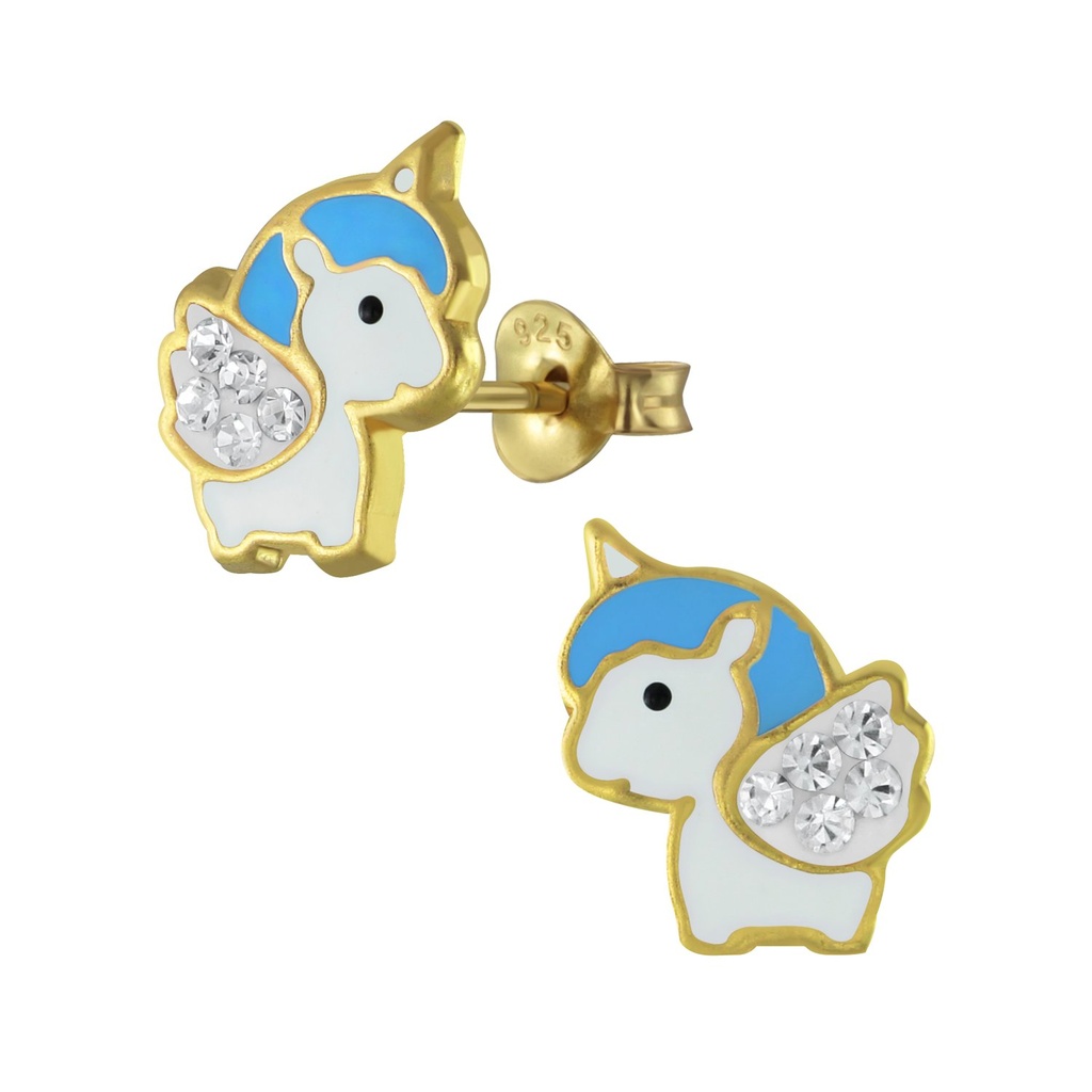 Silver Unicorn Stud Earrings