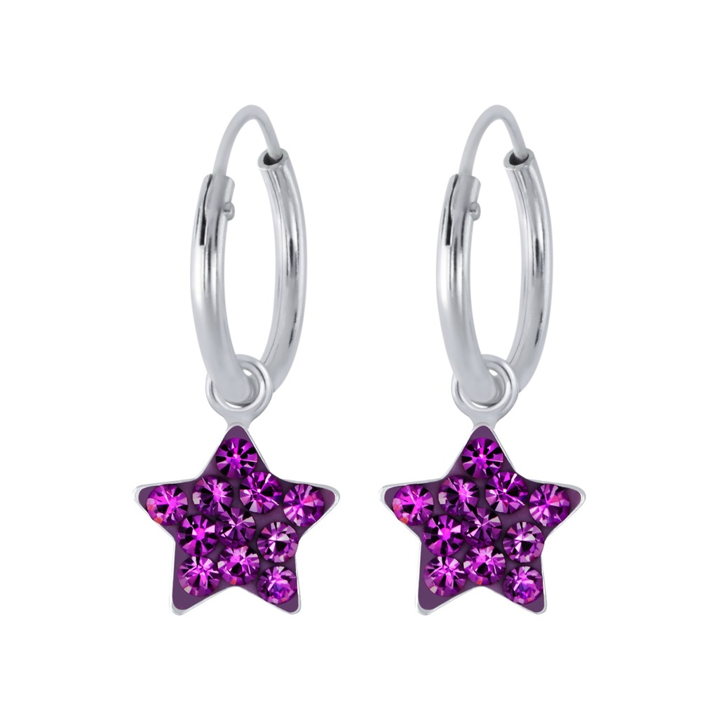 Créoles breloque étoile en argent cristal