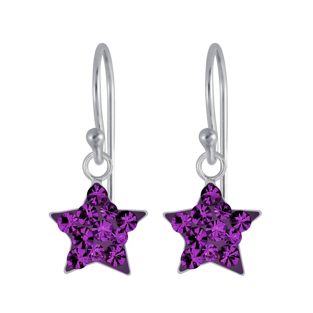 Silver Crystal Star Earrings
