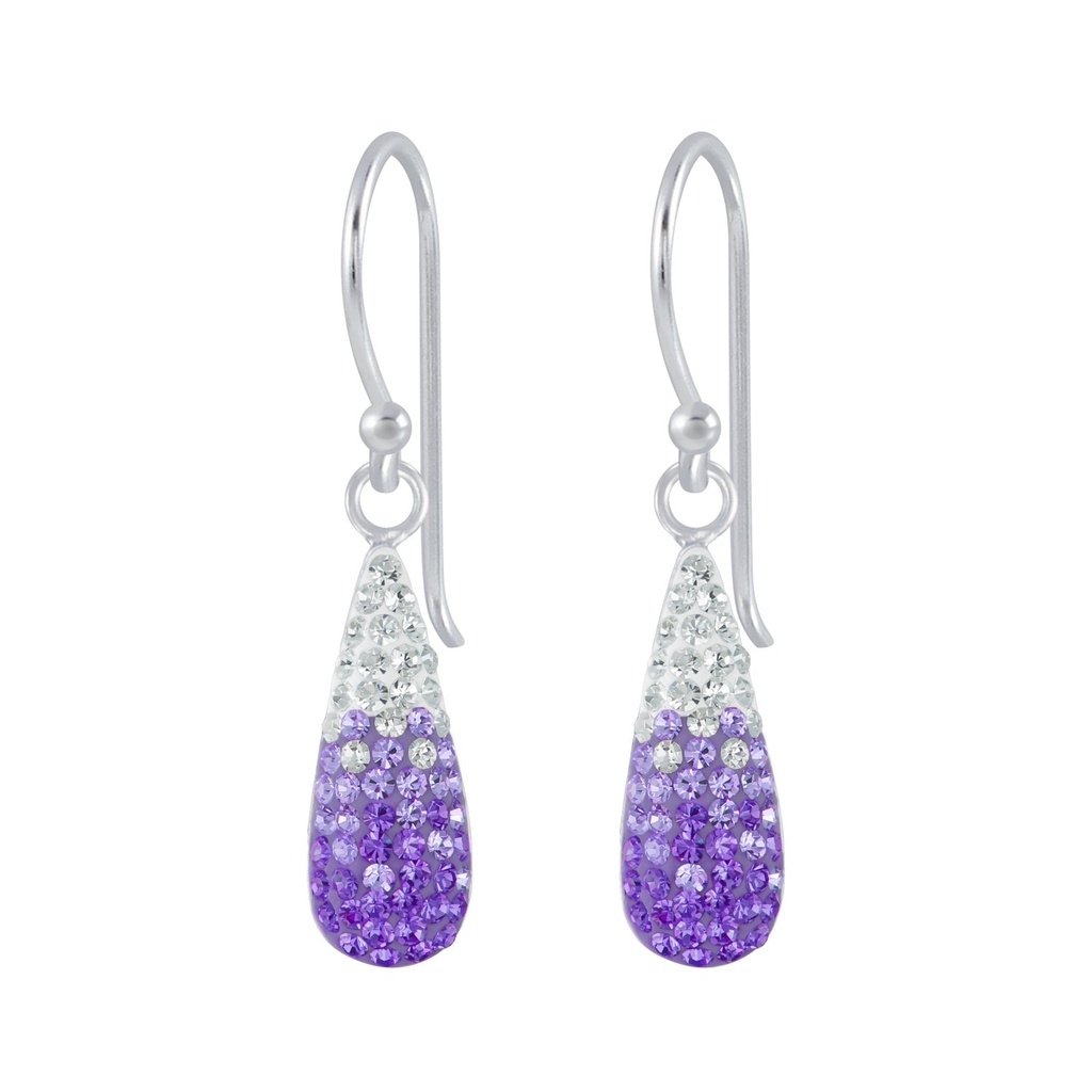 Boucles d'oreilles goutte en argent cristal