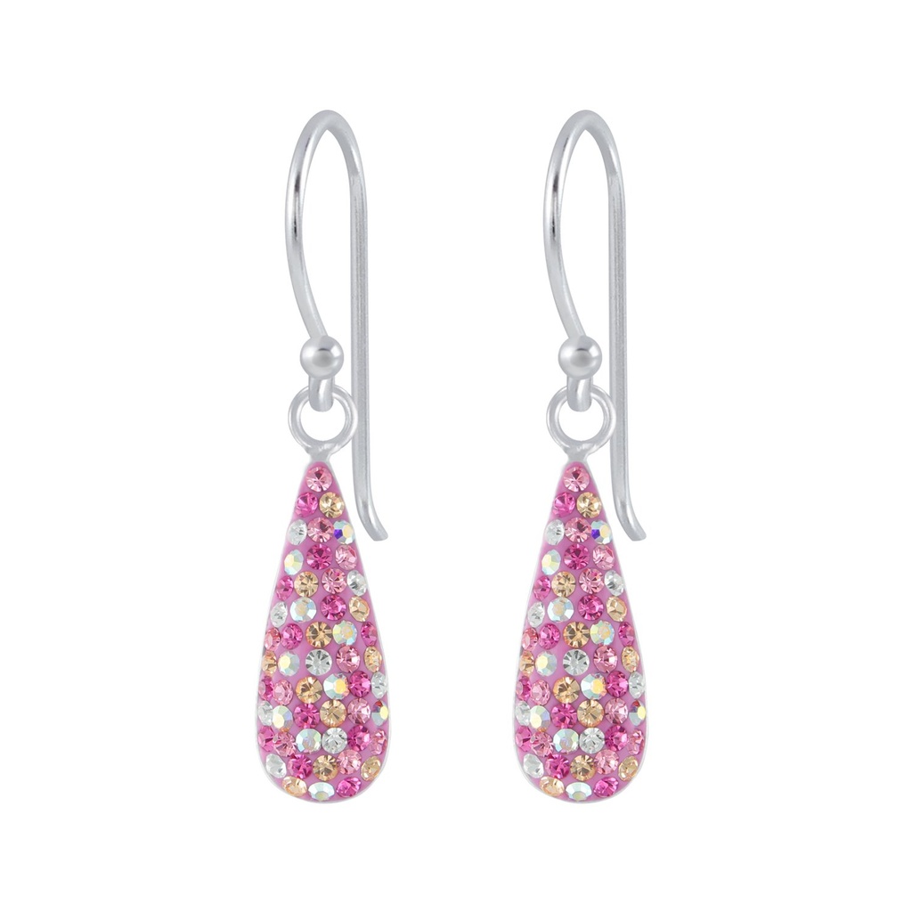 [10002622] Silver Crystal Drop Earrings