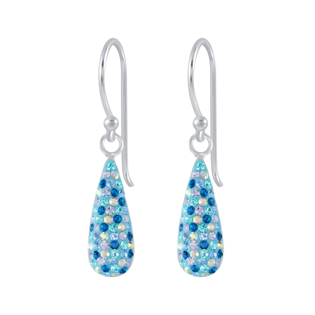 [10002621] Silver Crystal Drop Earrings