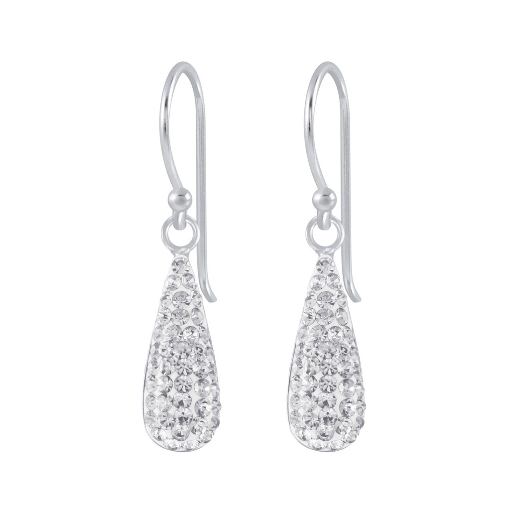 Silver Crystal Drop Earrings