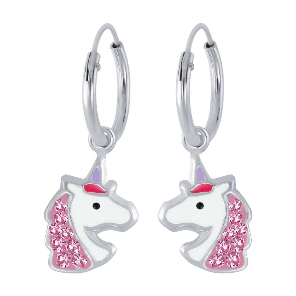 Créoles breloque licorne en argent