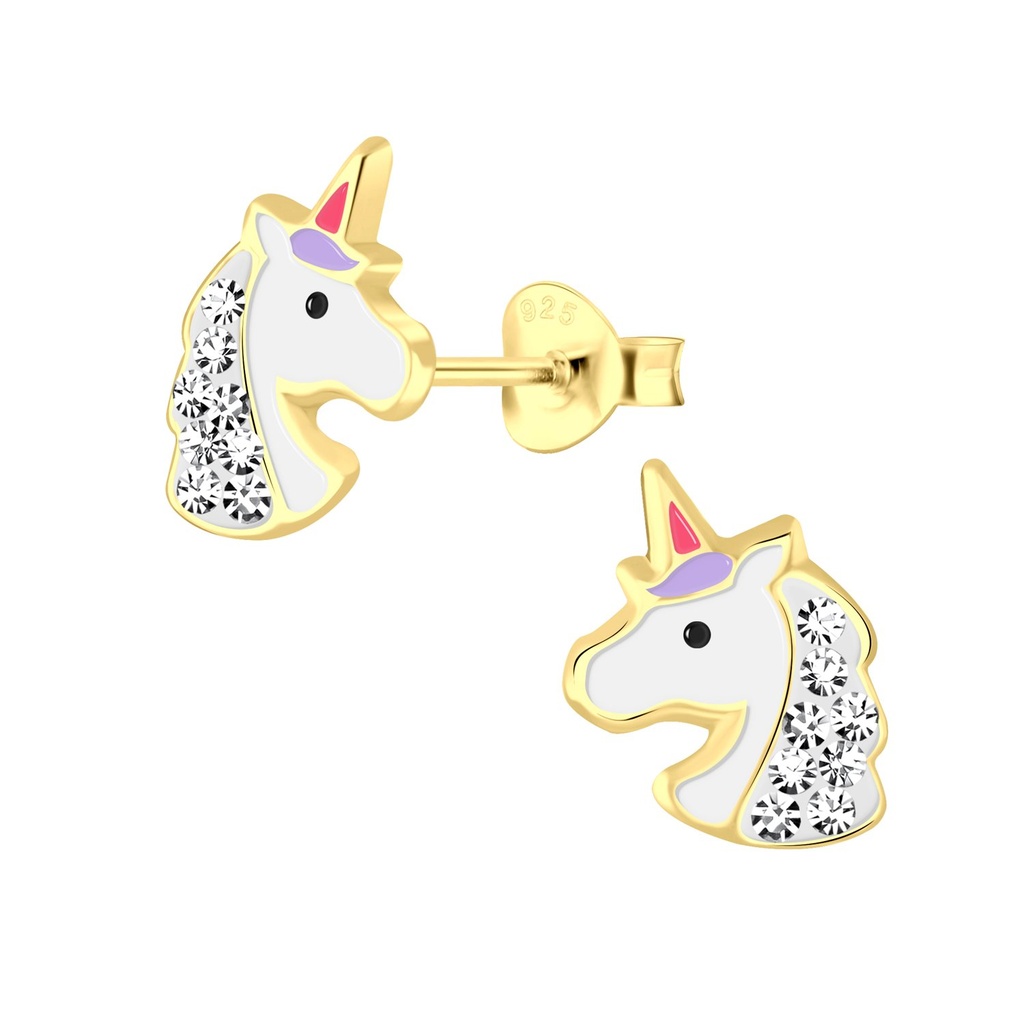 Silver Unicorn Stud Earrings