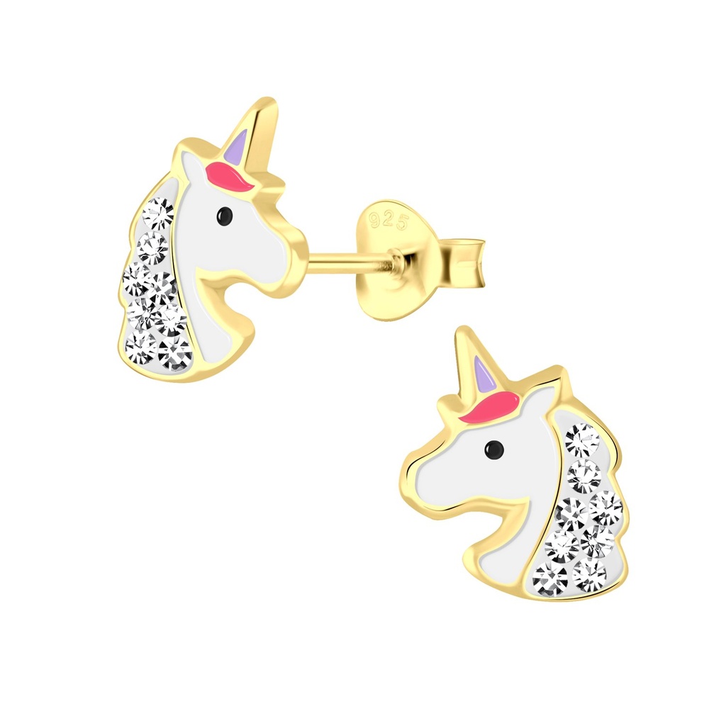 Silver Unicorn Stud Earrings