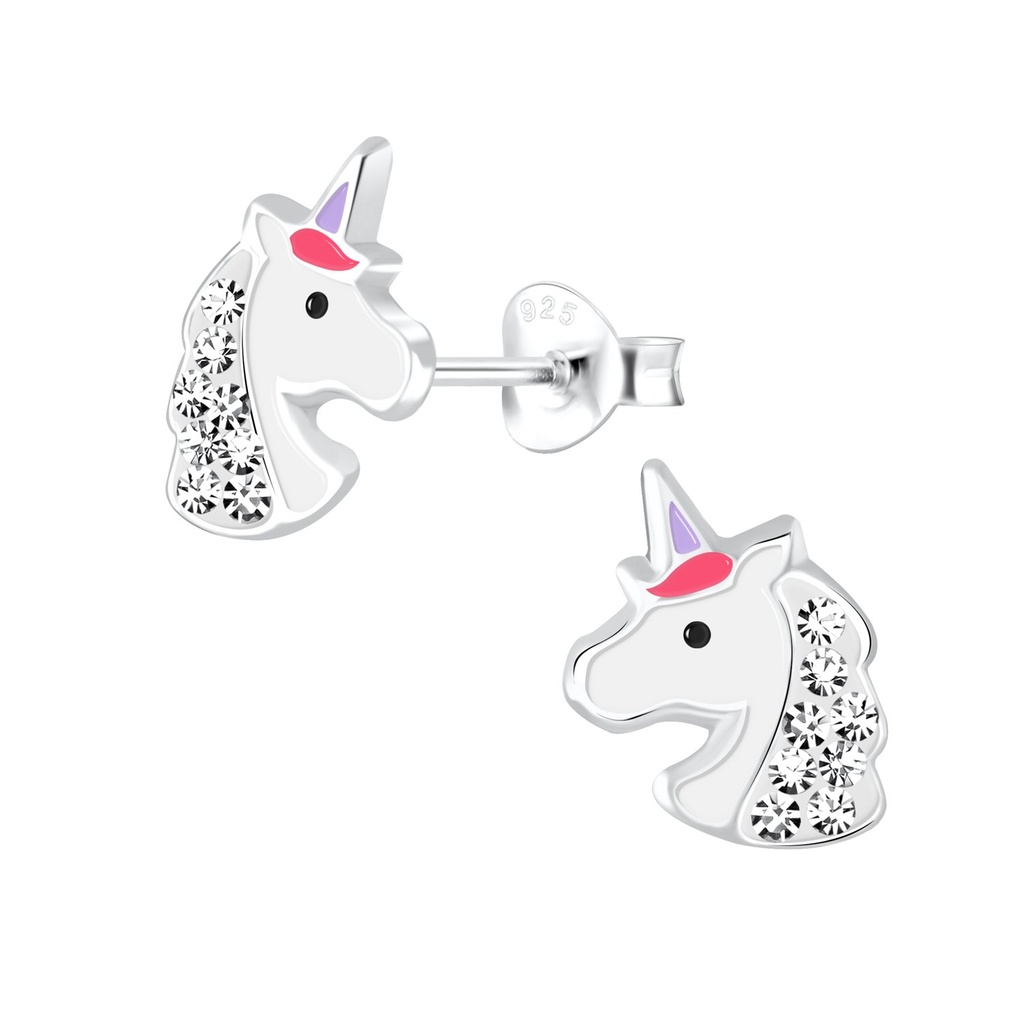 Silver Unicorn Stud Earrings