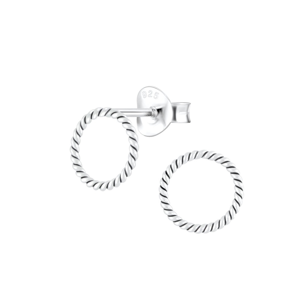 Puces d'oreilles torsade rondes en argent