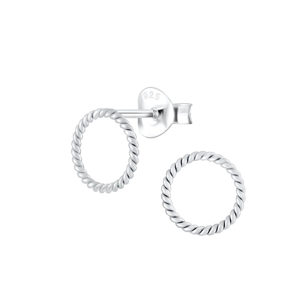Puces d'oreilles torsade rondes en argent
