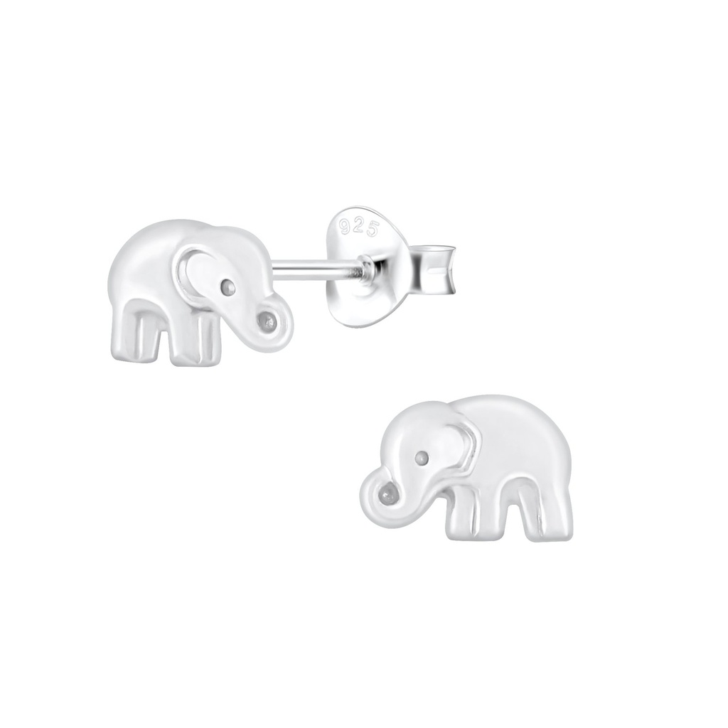 Silver Elephant Stud Earrings