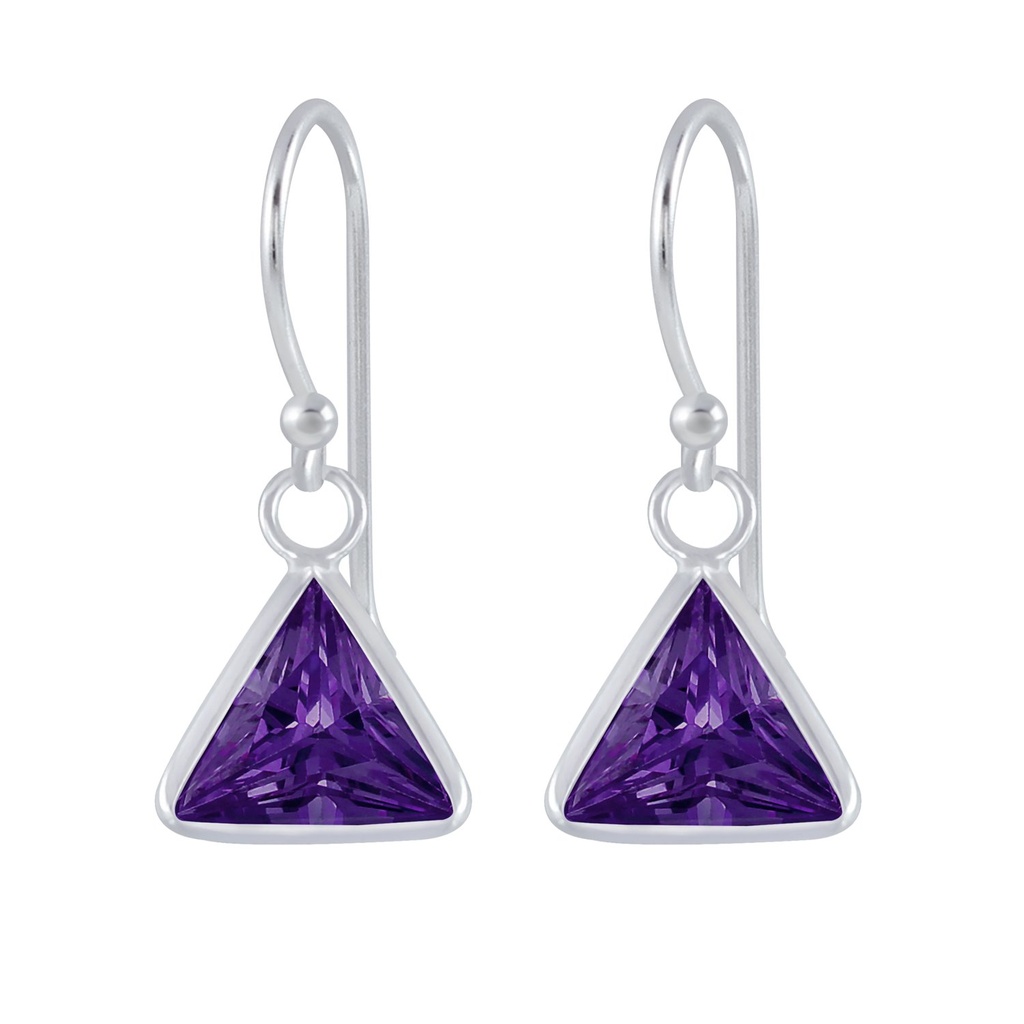 6mm Triangle Cubic Zirconia Silver Earrings