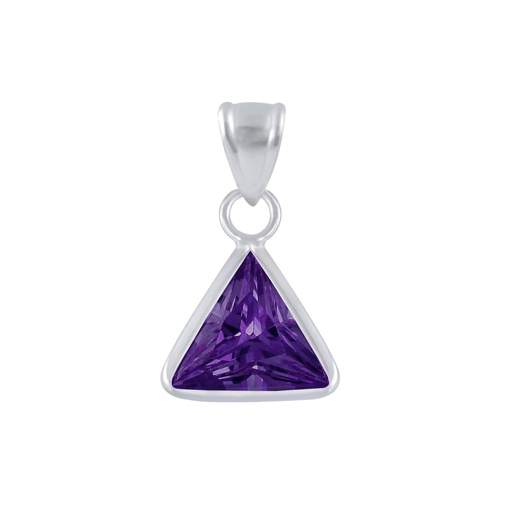 [10002551] Pendentif en argent zircon triangle 8 mm (Amethyst)