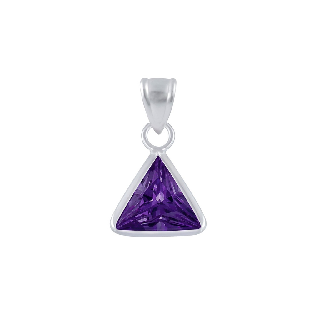 6mm Triangle Cubic Zirconia Silver Pendant