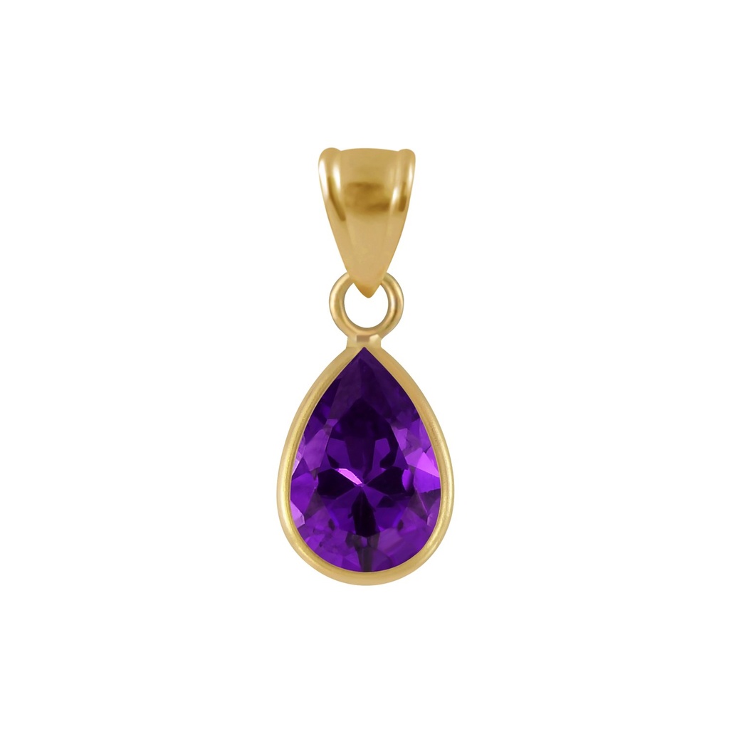 [10002534] 7x10mm Pear Cubic Zirconia Silver Pendant (Amethyst)
