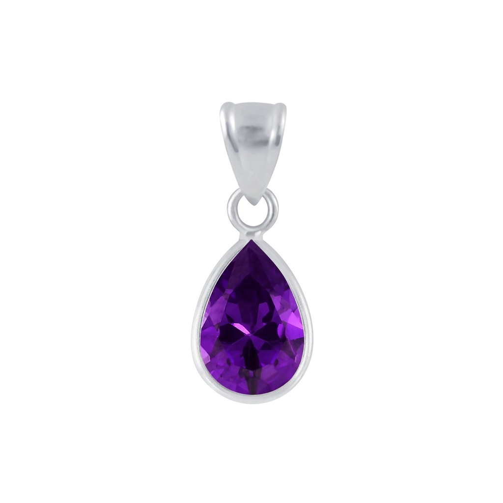 7x10mm Pear Cubic Zirconia Silver Pendant