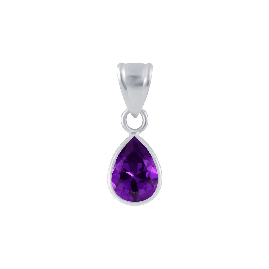 6x8mm Pear Cubic Zirconia Silver Pendant