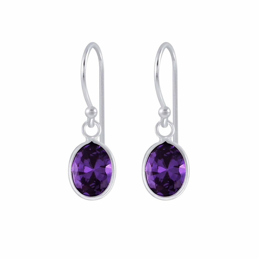 6x8mm Oval Cubic Zirconia Silver Earrings