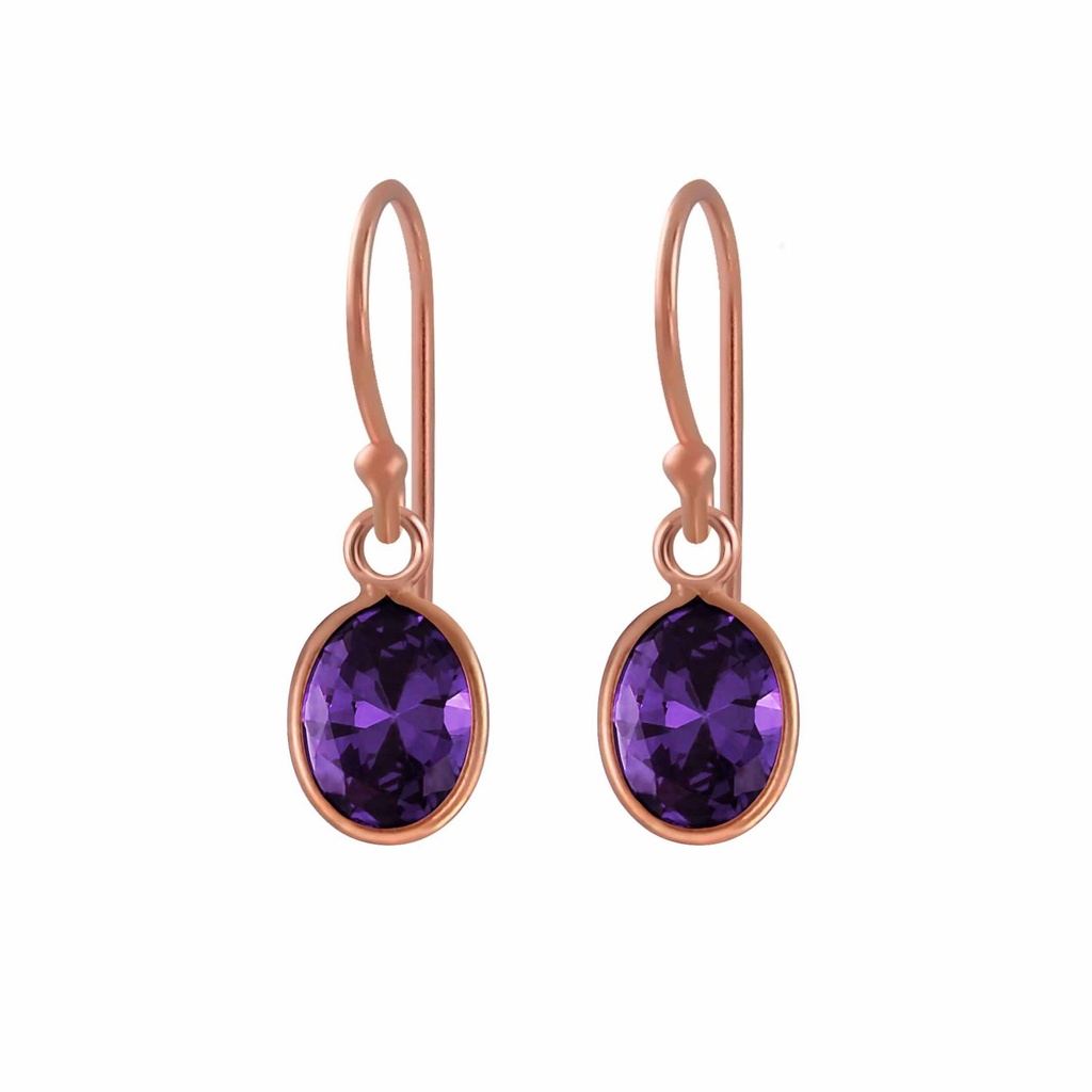 Boucles d'oreilles en argent zircon ovale 6x8 mm
