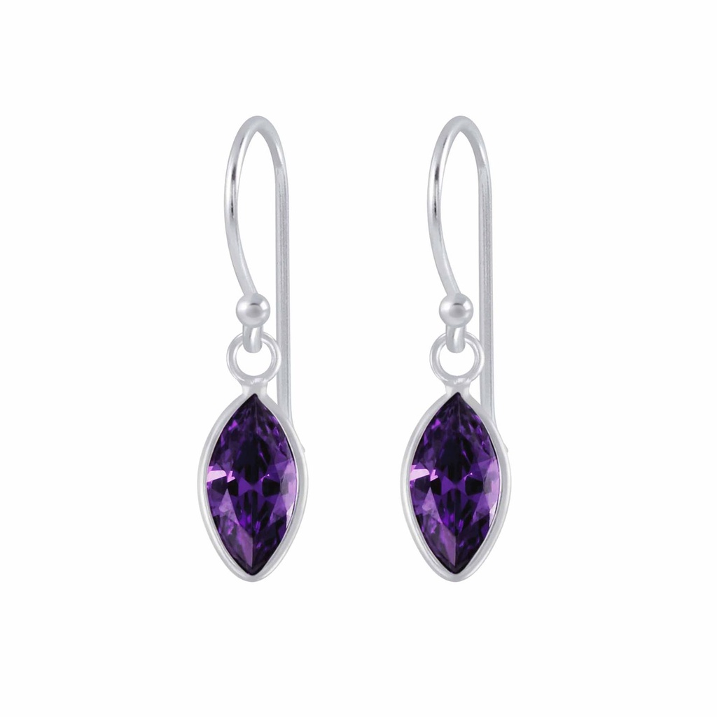 Boucles d'oreilles en argent zircon marquise 5x10 mm