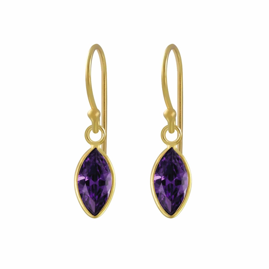 Boucles d'oreilles en argent zircon marquise 5x10 mm