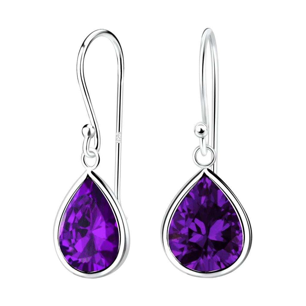 10x12mm Pear Cubic Zirconia Silver Earrings