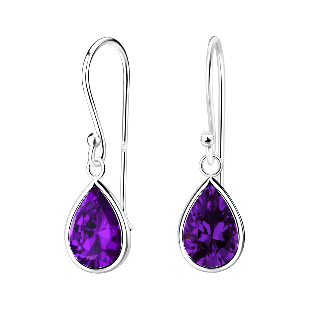 7x10mm Pear Cubic Zirconia Silver Earrings