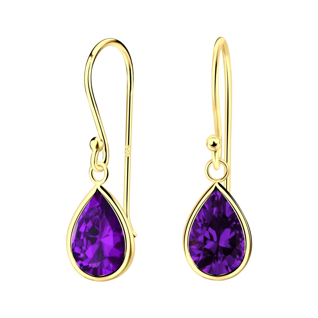 7x10mm Pear Cubic Zirconia Silver Earrings