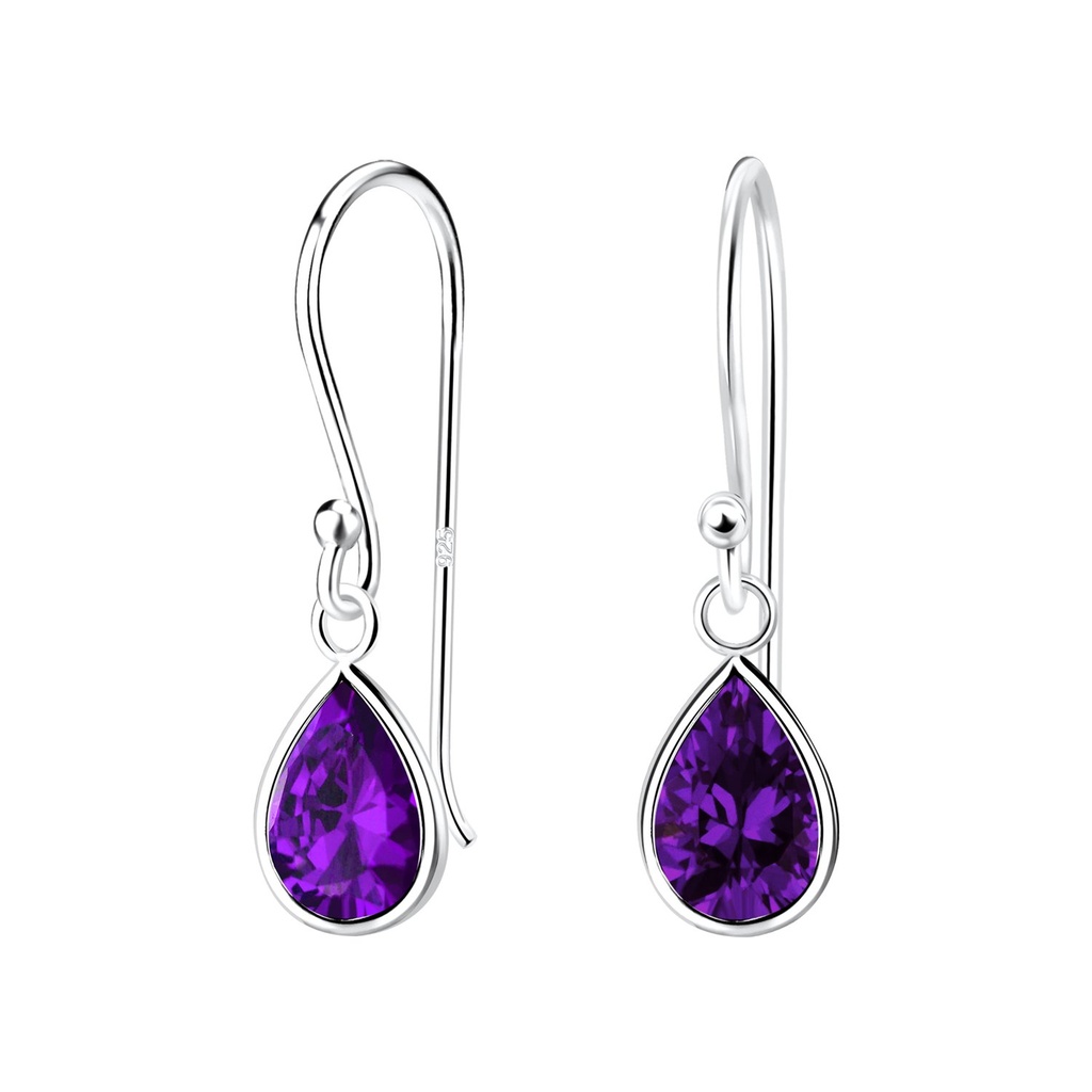 Boucles d'oreilles en argent zircon poire 6x8 mm