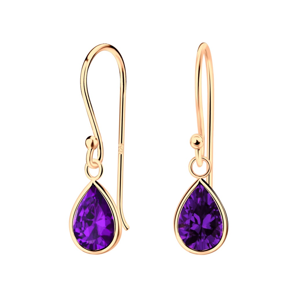 Boucles d'oreilles en argent zircon poire 6x8 mm