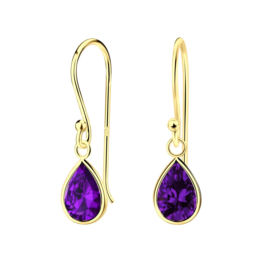 6x8mm Pear Cubic Zirconia Silver Earrings