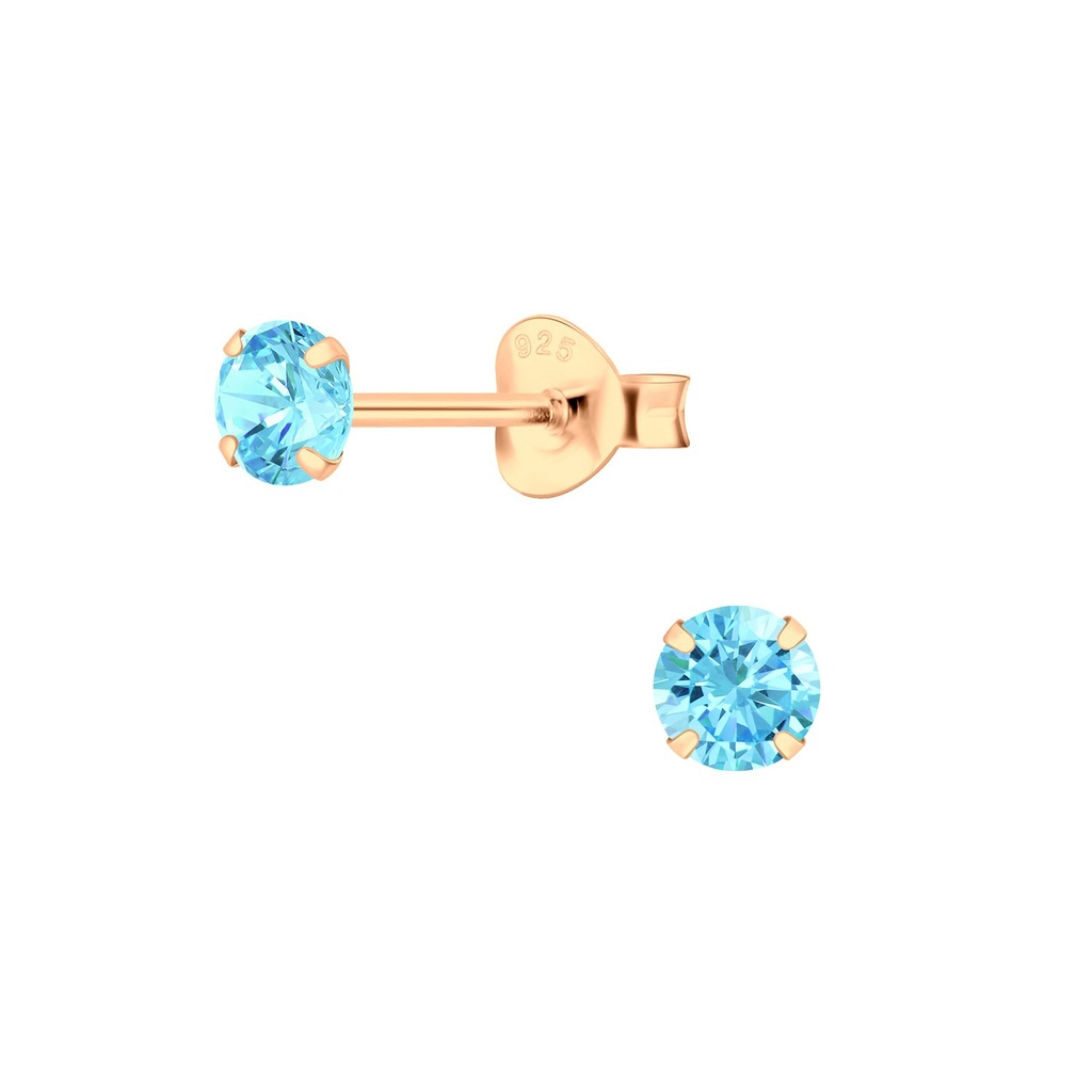 [10001750] 4mm Round Cubic Zirconia Silver Stud Earrings