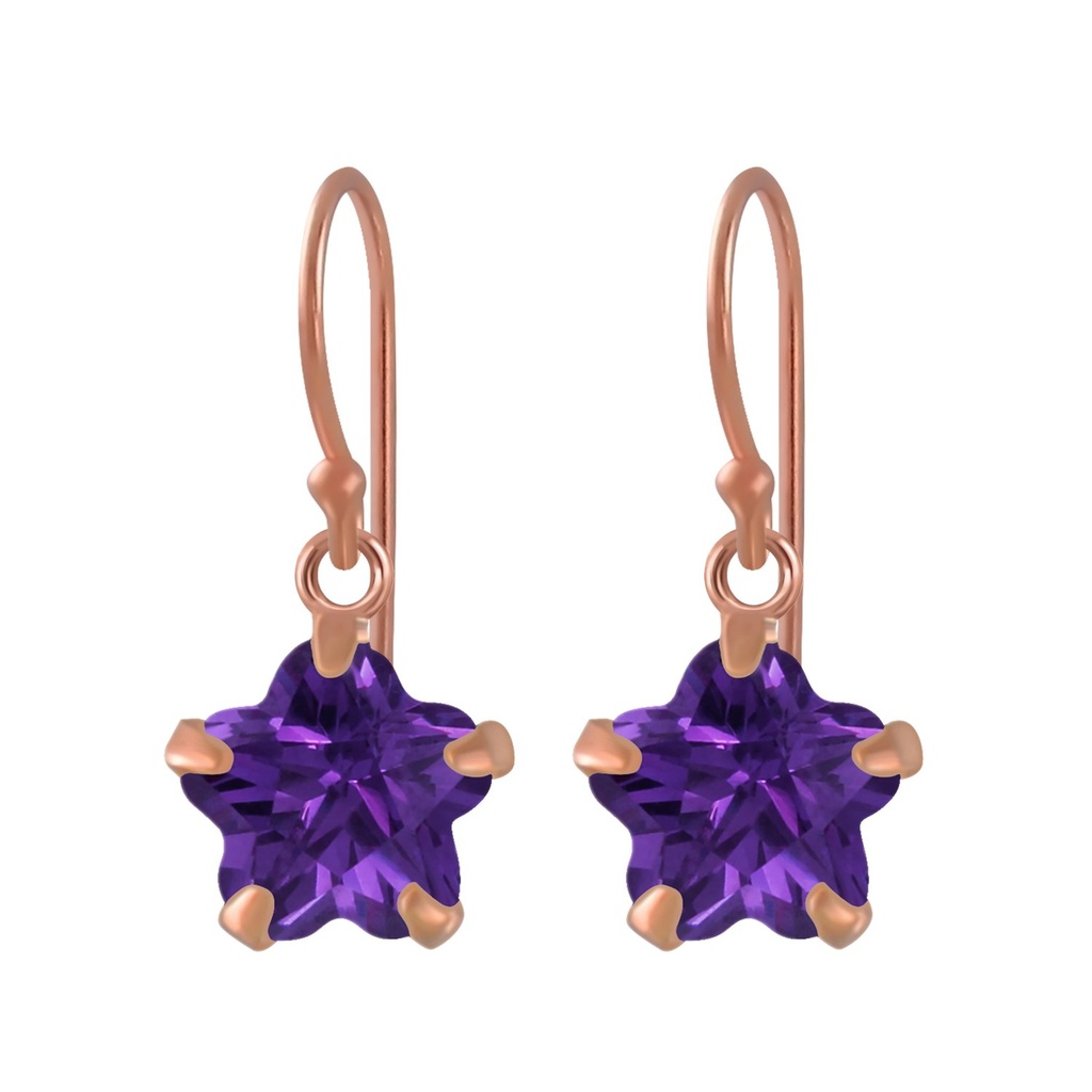 Boucles d'oreilles en argent zircon fleur 8 mm