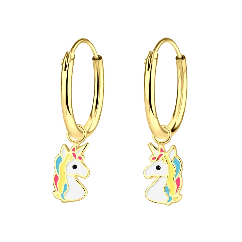 Créoles breloque licorne en argent