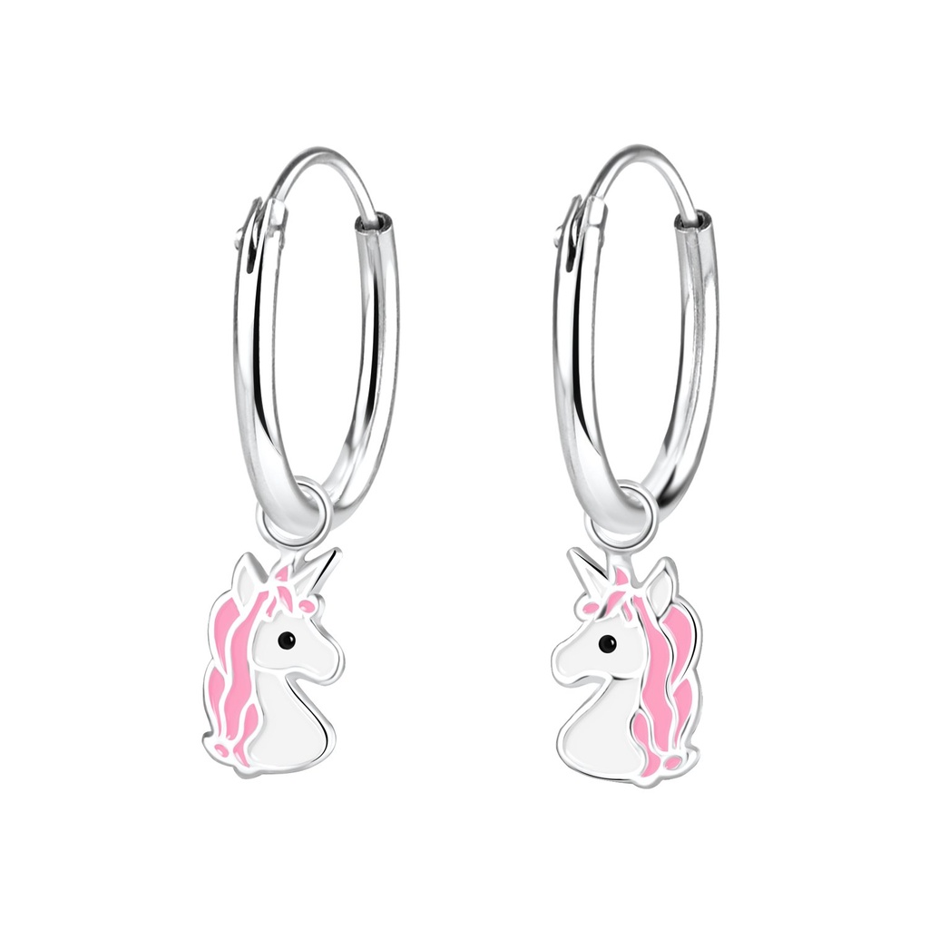 Créoles breloque licorne en argent