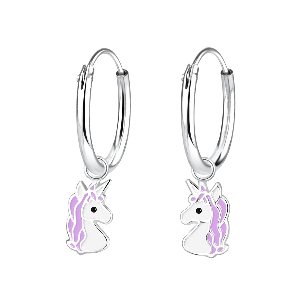 Créoles breloque licorne en argent