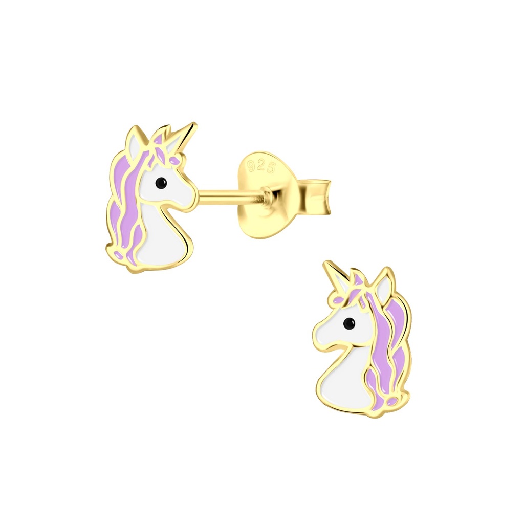 Silver Unicorn Stud Earrings
