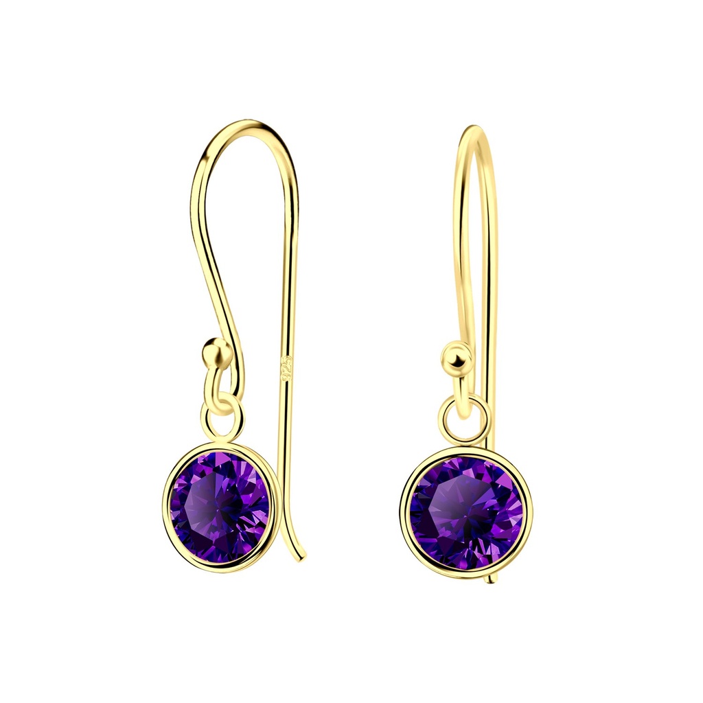 Boucles d'oreilles en argent zircon rond 6 mm