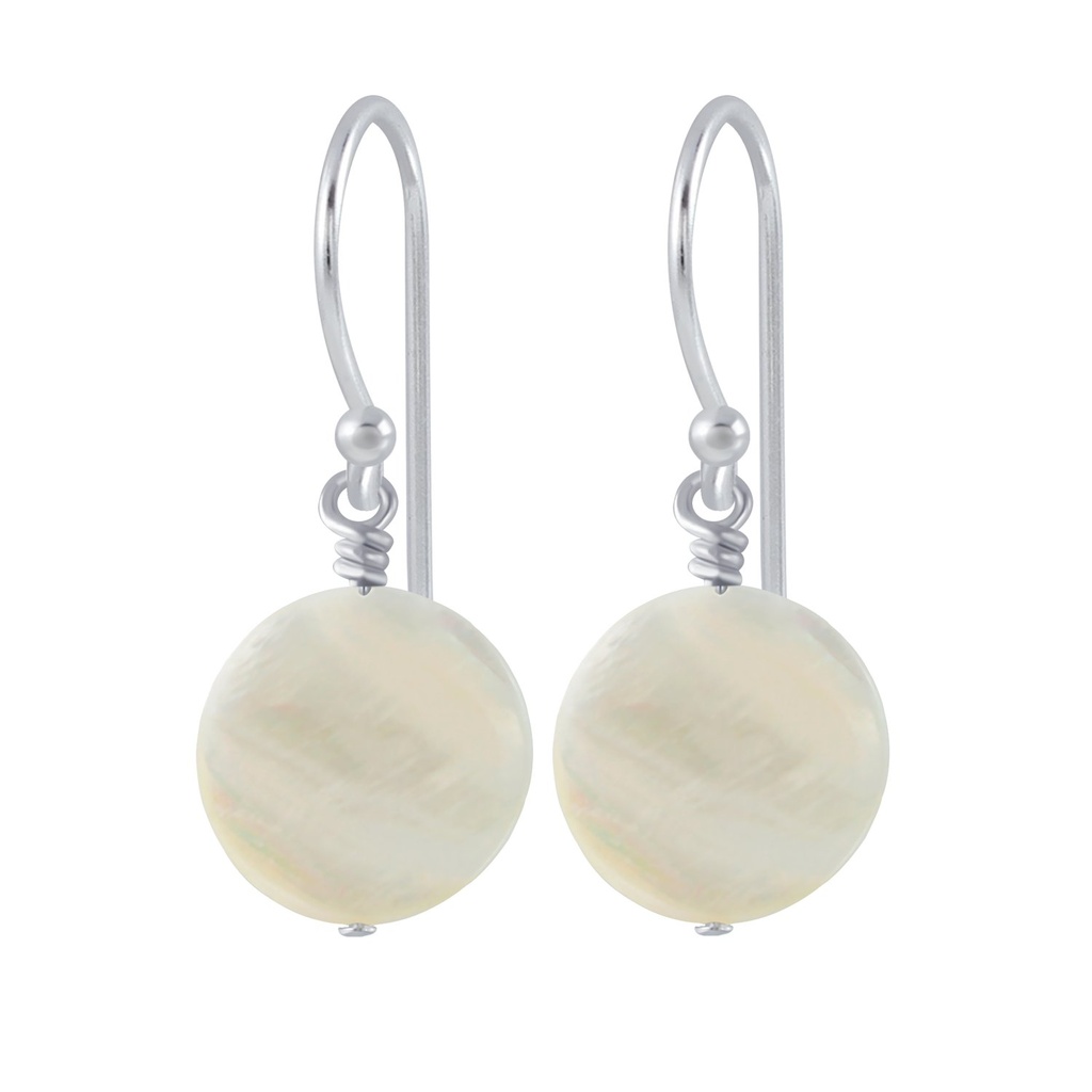 Silver Handmade Shell Bead Earrings