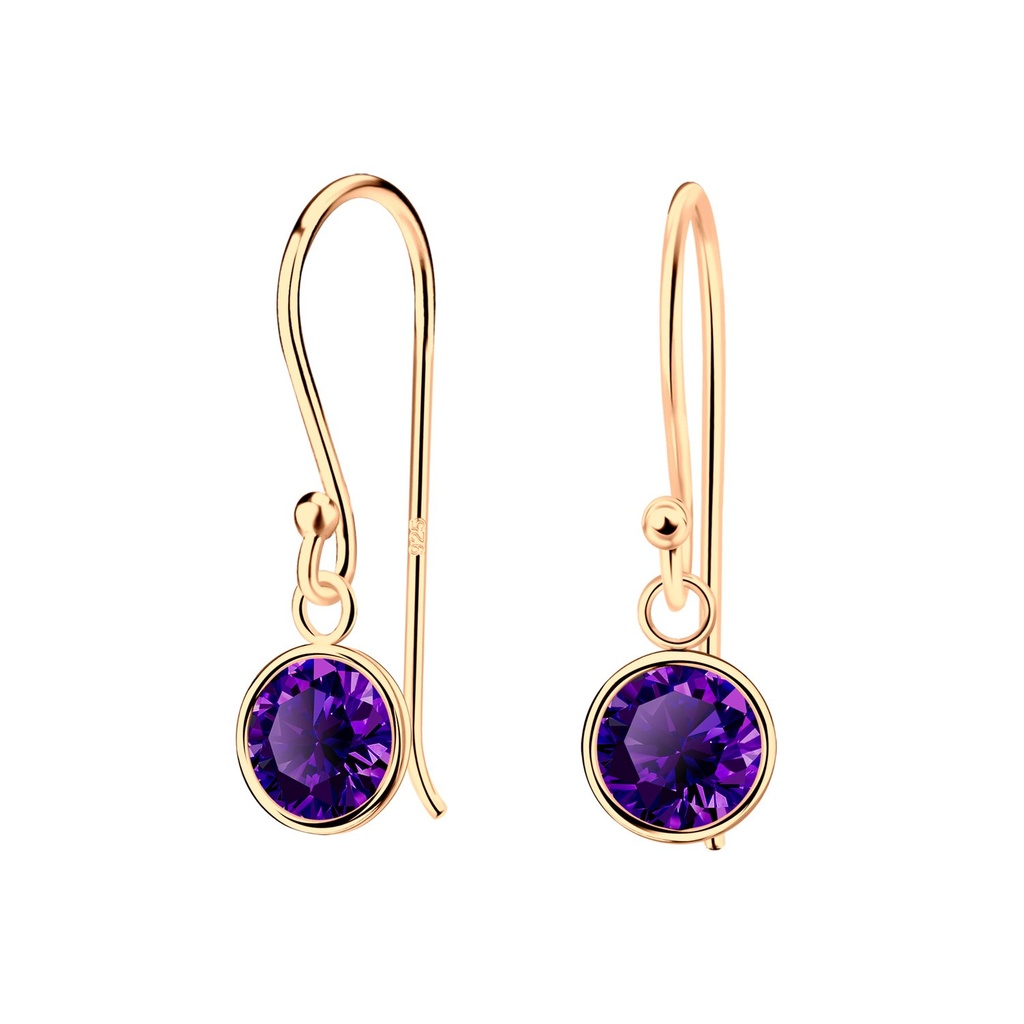 Boucles d'oreilles en argent zircon rond 6 mm