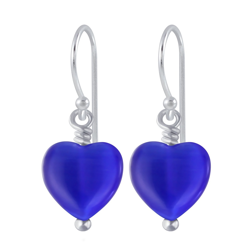 Boucles d'oreilles perle cœur faite main en argent