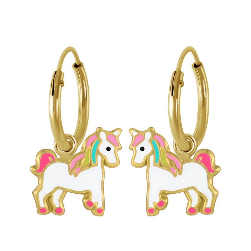 Créoles breloque licorne en argent