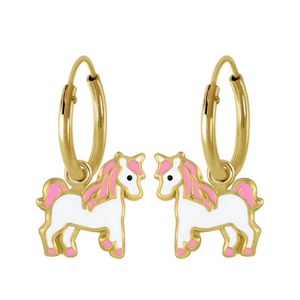 [10002289] Silver Unicorn Charm Hoop Earrings
