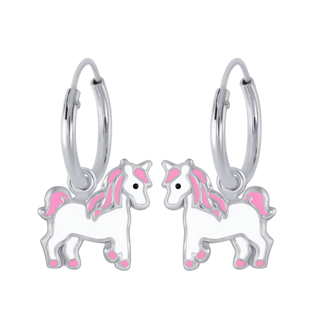 Créoles breloque licorne en argent