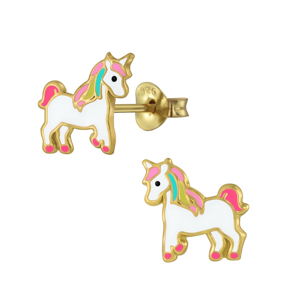 Silver Unicorn Stud Earrings