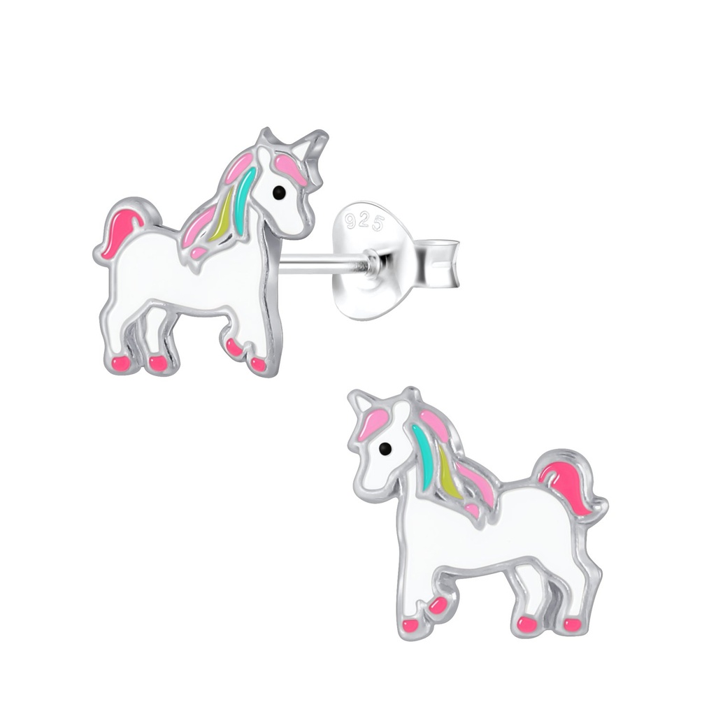 Silver Unicorn Stud Earrings
